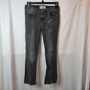 Free People women's cropped straight-leg jean Distressed Frayed Hem Indie Grunge